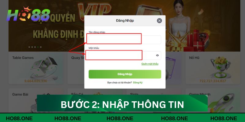 Bước 2: Nhập thông tin đăng nhập